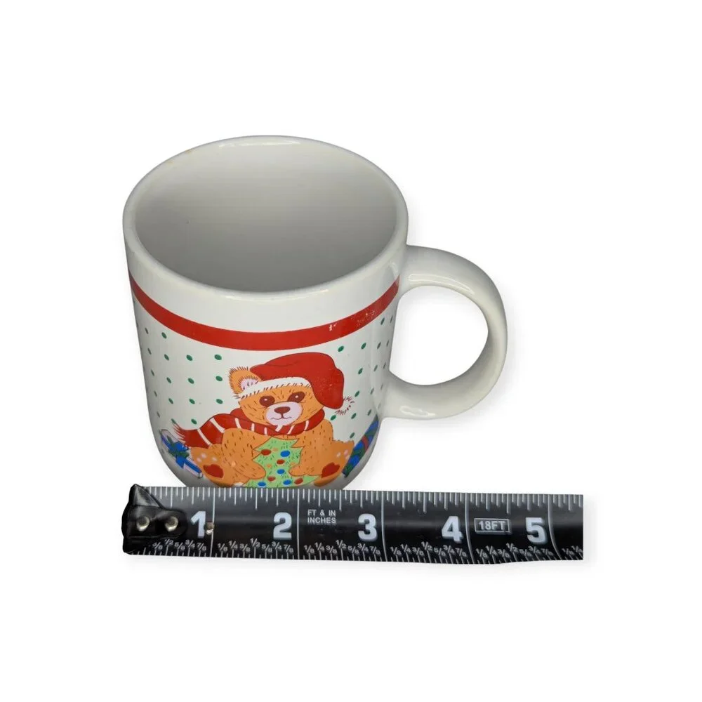 Holiday Coffee Mug Christmas Holiday Tree Teddy Bear Mug Cup 10 oz.